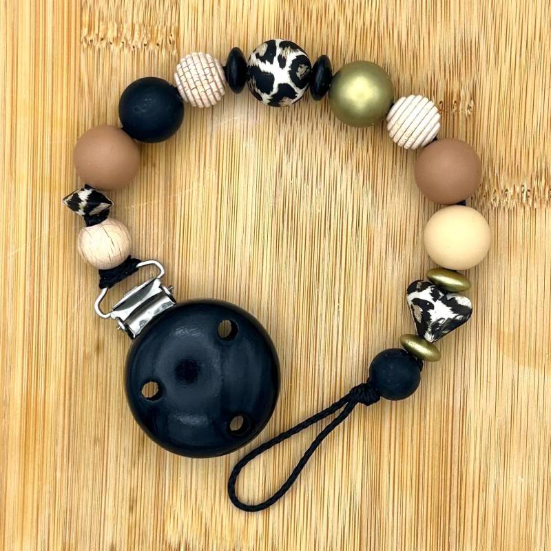 Schnullerkette Personalisiert Mit Name | Leo-Design in Gold Schwarz Beige Geschenk Zur Geburt Für Junge & Mädchen von Etsy - IndiviDuoDesign