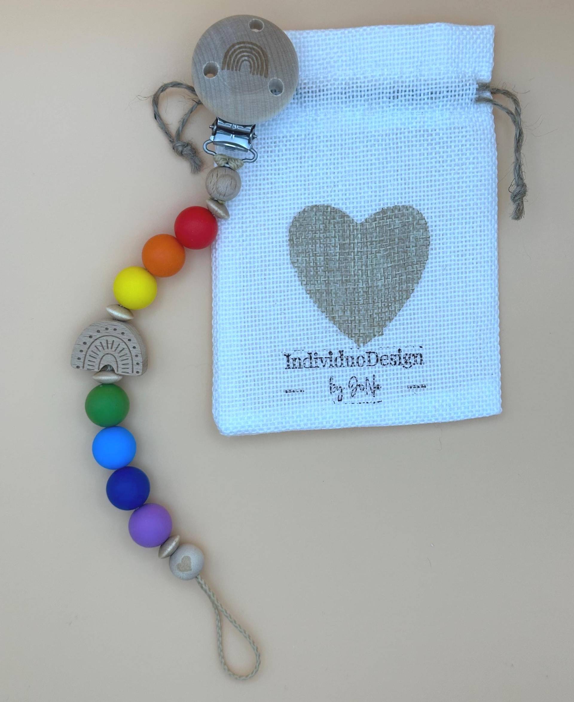 Schnullerkette Regenbogen Bunt Personalisiert | Babygeschenk Mit Namen Handgemacht & Farbenfroh Geschenk Zur Geburt Regenbogenbaby von Etsy - IndiviDuoDesign
