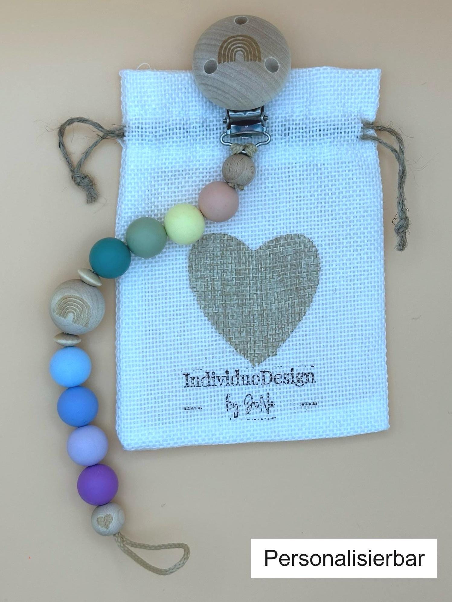 Schnullerkette Regenbogen Pastell Personalisiert | Babygeschenk Mit Namen Handgemacht & Farbenfroh Geschenk Zur Geburt von Etsy - IndiviDuoDesign