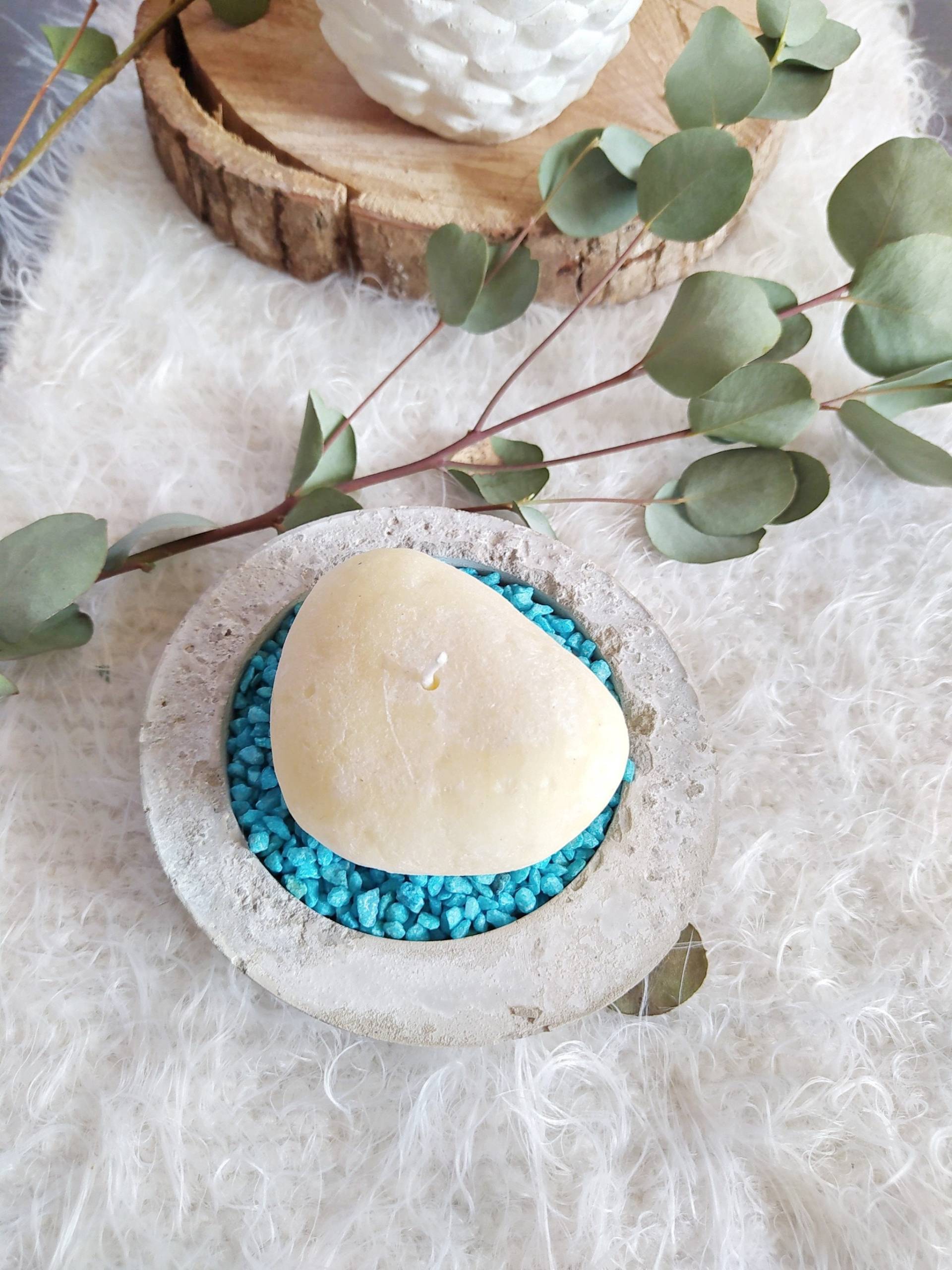 Zen-Spa-Dekoration, Beton-Kerzenhalter, Blaue Meeresdekoration, Whirlpool-Kerze, Muttertagsgeschenk von Etsy - IngCrea