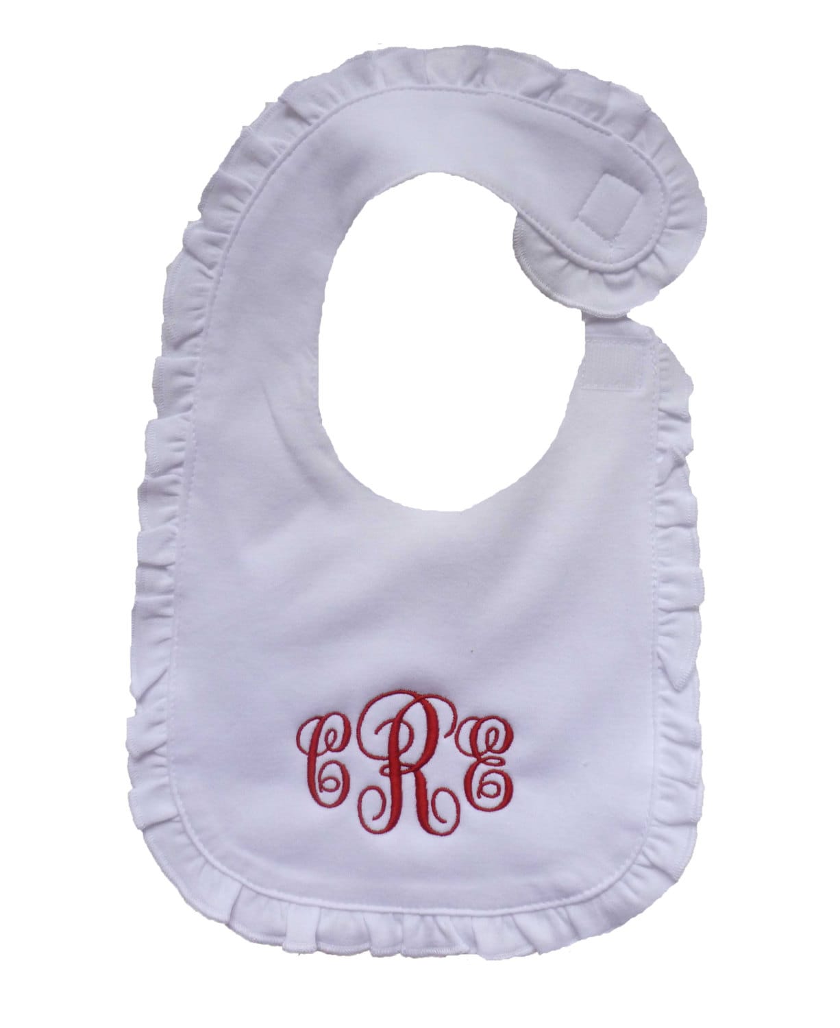 Bestickter Weißer Baumwoll Rüschenlib Mit Interlocking Style Monogramm von Etsy - InitialImpressions