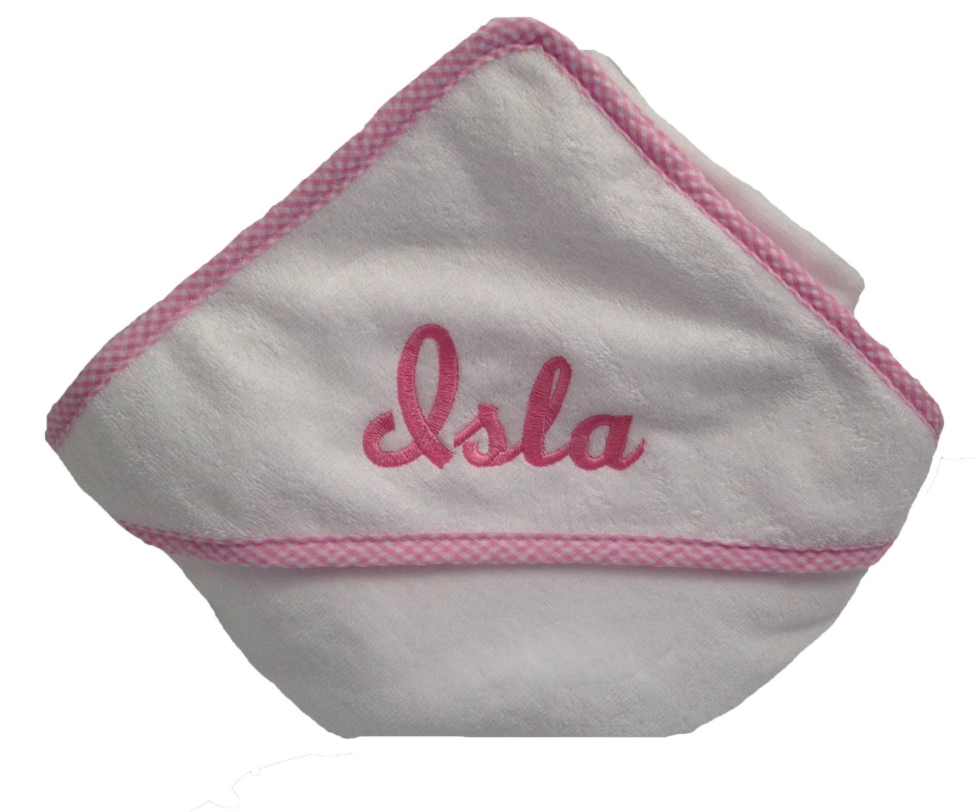 Kapuzenhandtuch Für Baby Mit Gingham Borte Und Passendem Namen Oder Monogramm Bestickt von Etsy - InitialImpressions