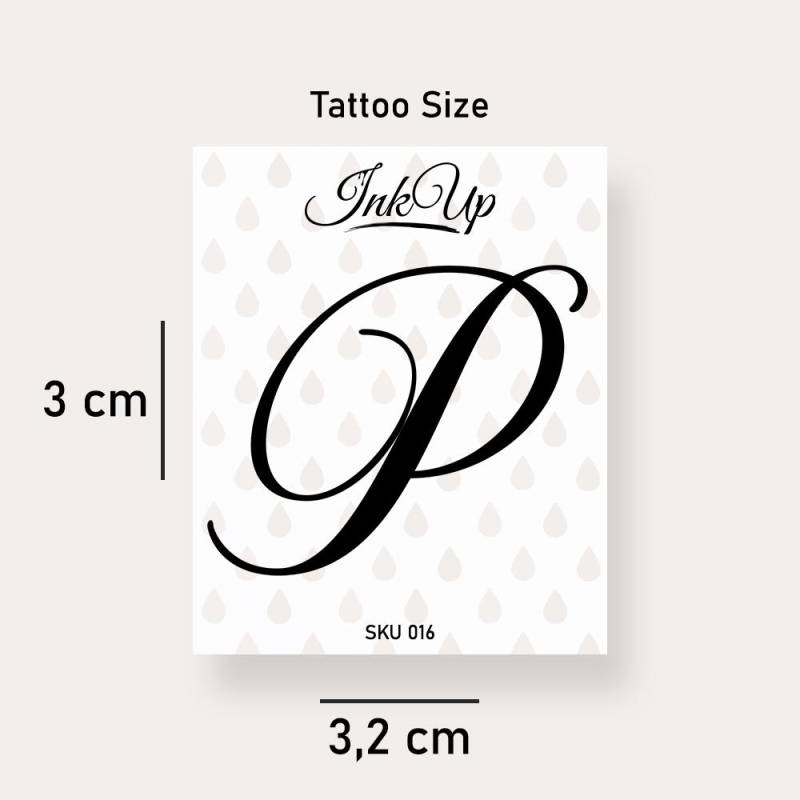 Buchstabe P Initialien Tattoo | 2-Wochen Semi Permanentes Natürliches Temporäres von Etsy - InkUpTattoo