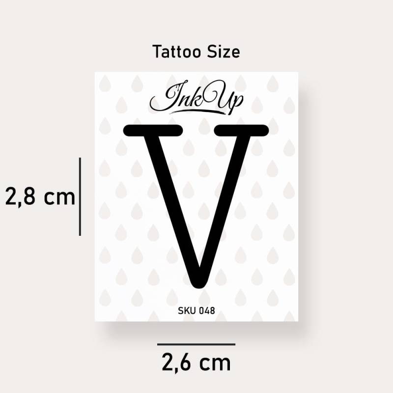Buchstabe V Initialien Tattoo | 2-Wochen Semi Permanentes Natürliches Temporäres von Etsy - InkUpTattoo