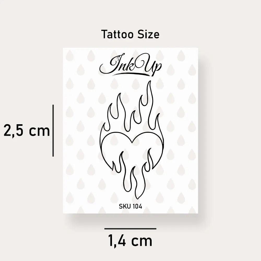 Temporäres Tattoo Herz in Flammen von Etsy - InkUpTattoo