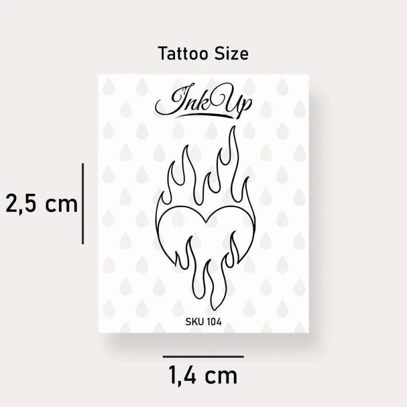 Temporäres Tattoo Herz in Flammen Temporäres Tattoo Herz in Flammen von Etsy - InkUpTattoo