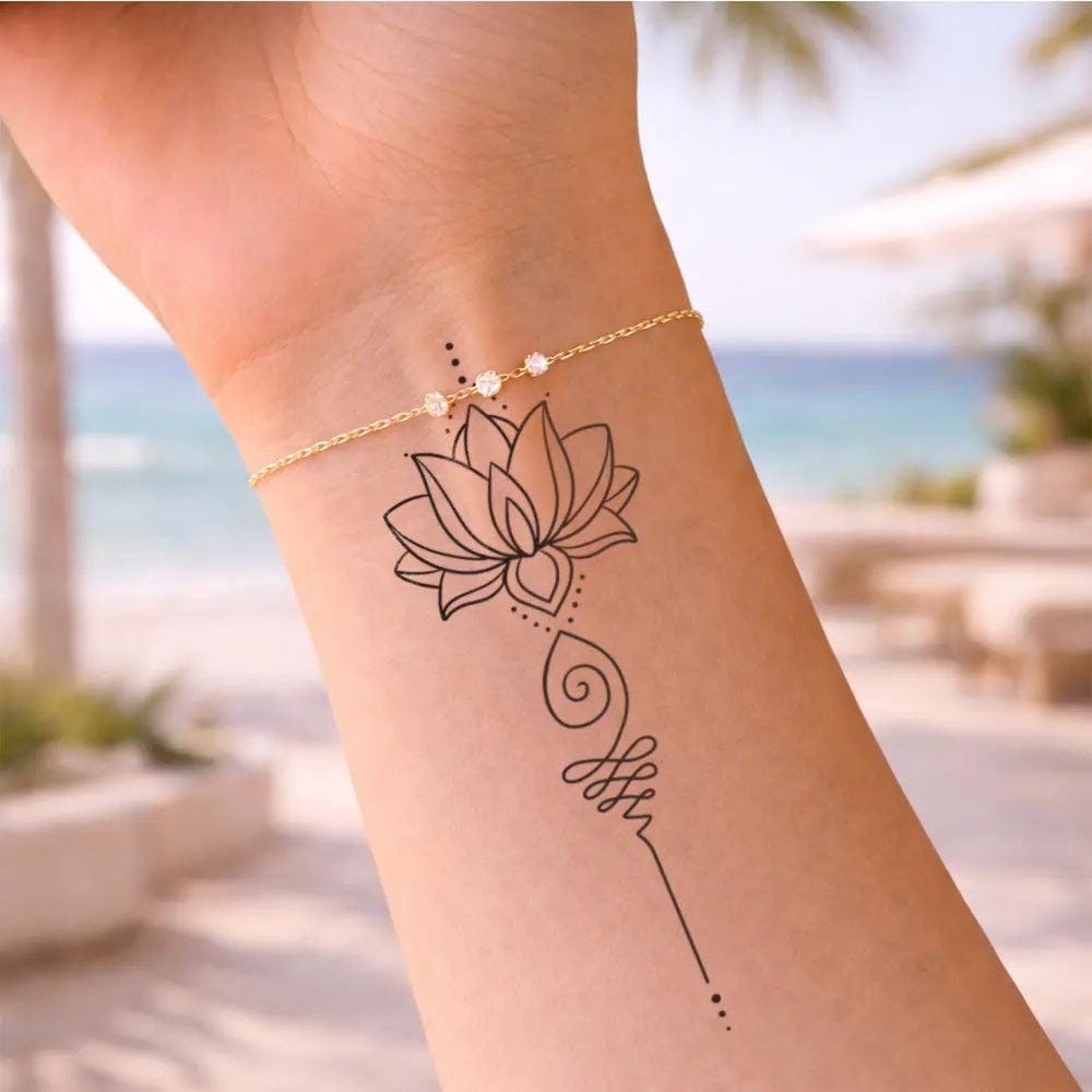 Temporäres Tattoo Lotus Mit Ornamenten von Etsy - InkUpTattoo