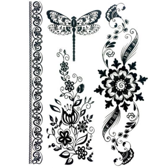 Henna Gemustert Temporäre Transfer Tattoo Set A5 - Body Hand Art Schmuck Hochzeit Schneller Versand von Etsy - Inkweartattoos
