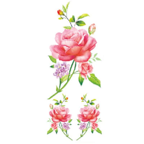 Vintage Floral Rose Temporäre Tattoo Rosa Blumen Transfers | 19 X 9 cm von Etsy - Inkweartattoos