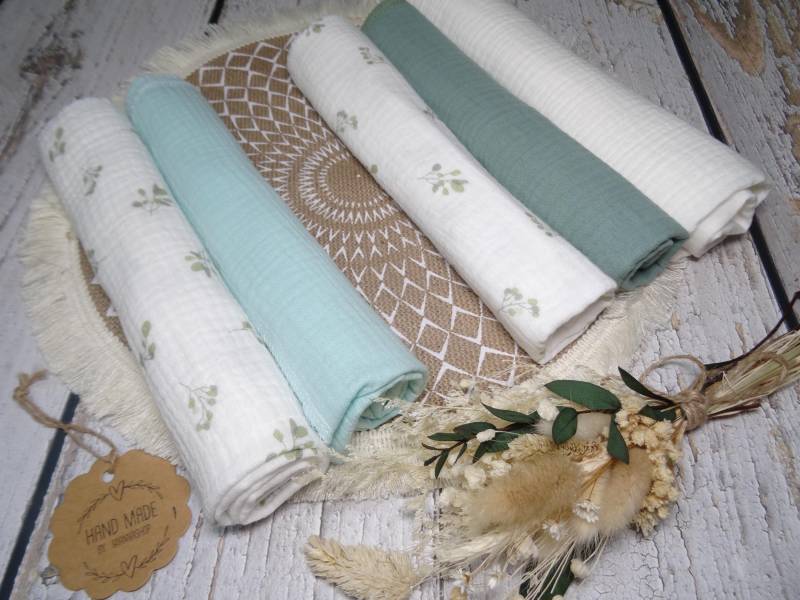 Einer, 2Er Set Oder 3Er , Musselin Tücher, Baby Spucktuch Mulltuch Musselin-Decken, Ökotex "Eukalyptus" von Etsy - IriannaShop