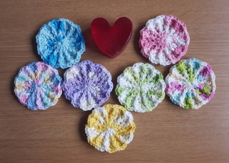 Gesichtspeelings - 100% Baumwolle, Strukturierte Gesichtspeelings, Wiederverwendbare Makeup Entfernerpads, Gesichtstuch, Waschtuch, Häkelpeelings von Etsy - IsaSkylark