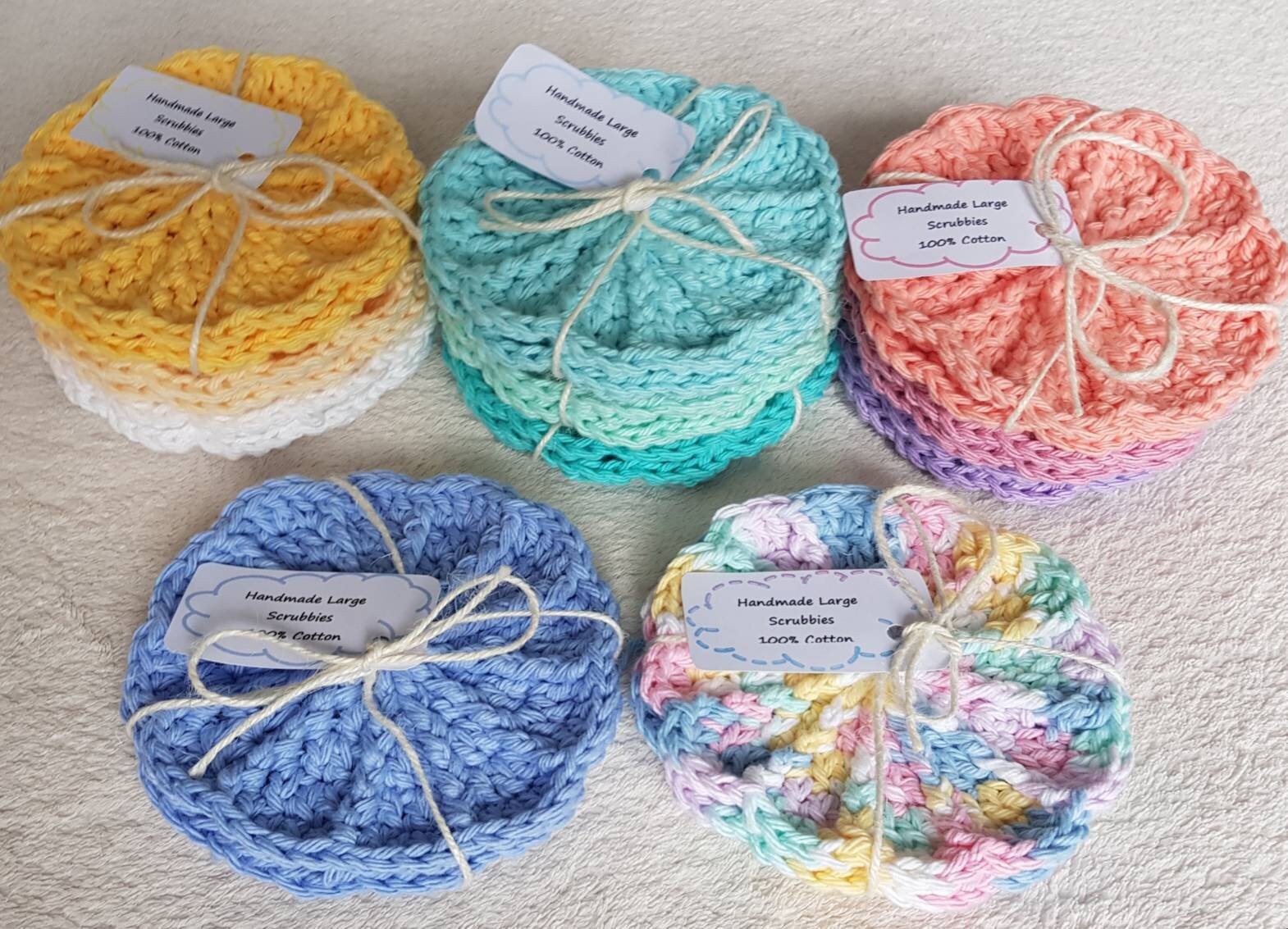 Große Scrubbies - 100% Baumwolle, Strukturierte Gesichtspeelings, Wiederverwendbare Makeup Entfernerpads, Gesichtstuch, Waschtuch, Häkelpeelings von Etsy - IsaSkylark