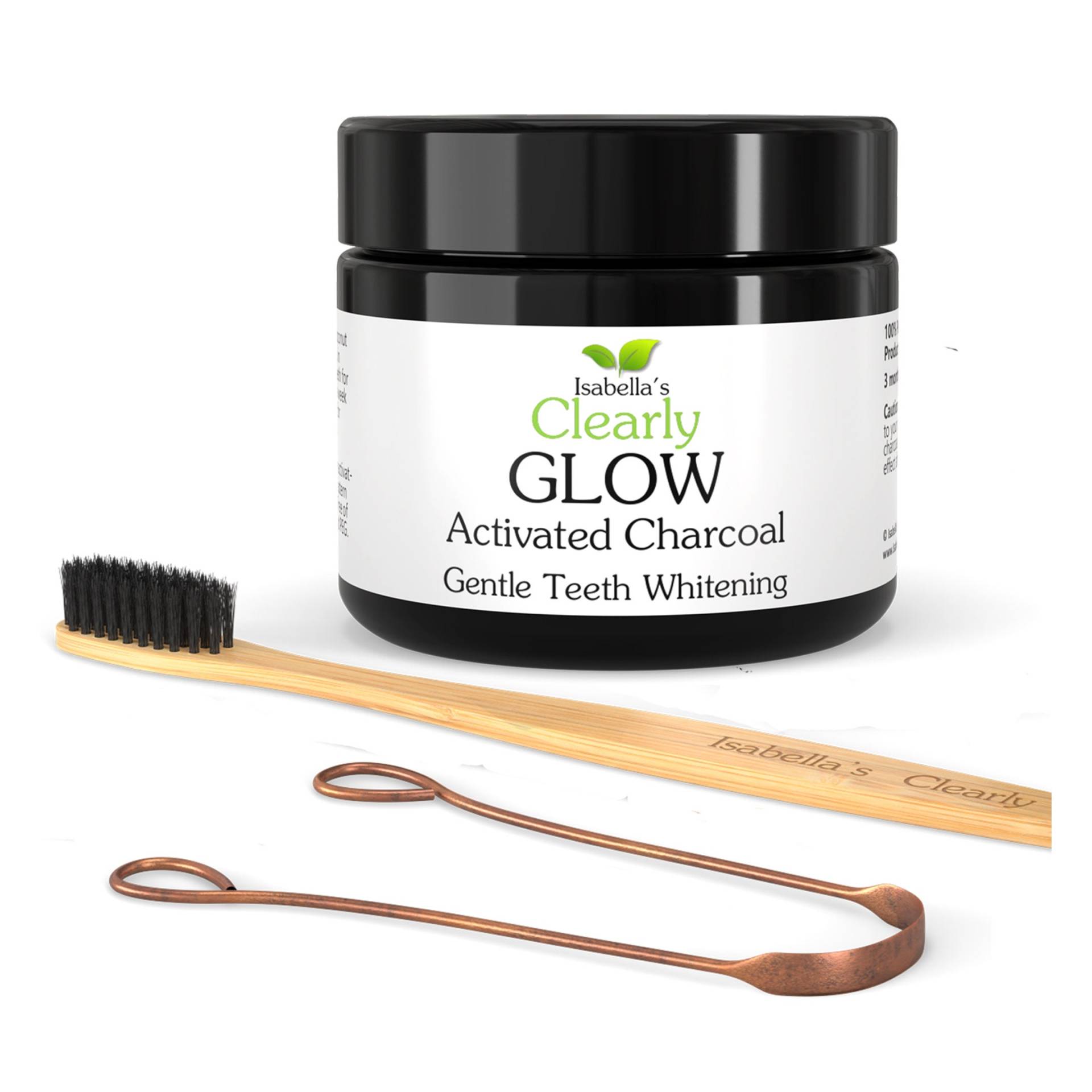 Teeth Whitening Aktivkohle Pulver + Bambus Zahnbürste Kupfer Zungenschaber | 100% Natürliches Mundpflegeset Tolle Geschenkidee von Etsy - IsabellasClearly