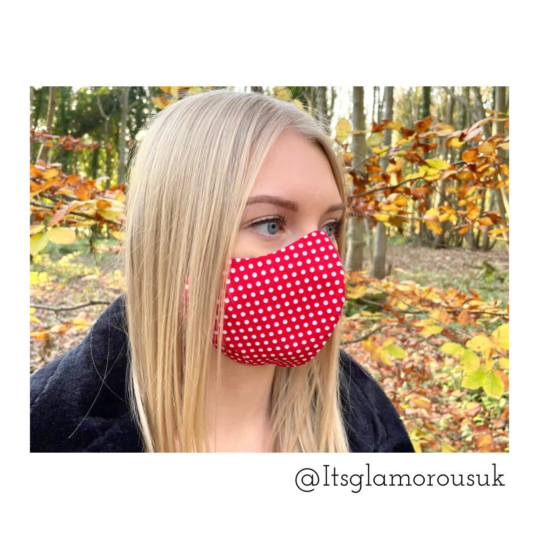 Damen Polka Dot Baumwolle Gesichtsmaske, 2 Lagen, Hochwertige Luxus Maske, Rote Handmade in The Uk - Briefkasten Geschenk Damen Polka Dot Baumwolle Gesichtsmaske, 2 Lagen, Hochwertige Luxus Maske, Rote Handmade in The Uk - Briefkasten Geschenk von Etsy - ItsGlamorousUK