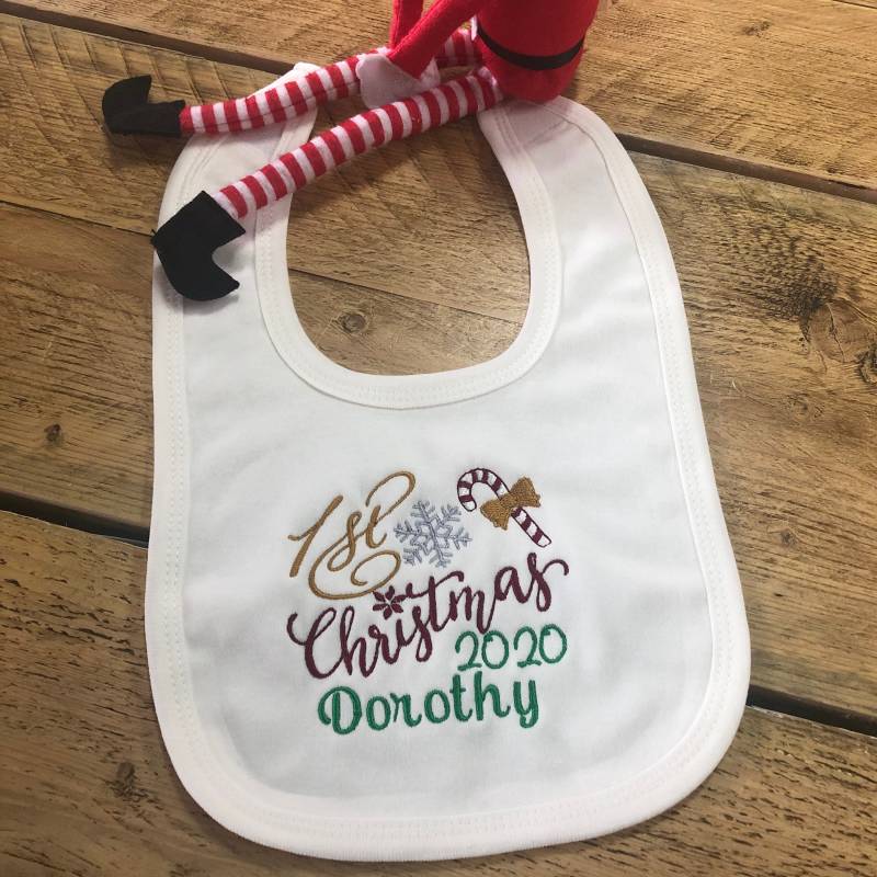 Personalisiertes Mein Erstes Weihnachten Besticktes Babylätzchen von Etsy - JGPgifts