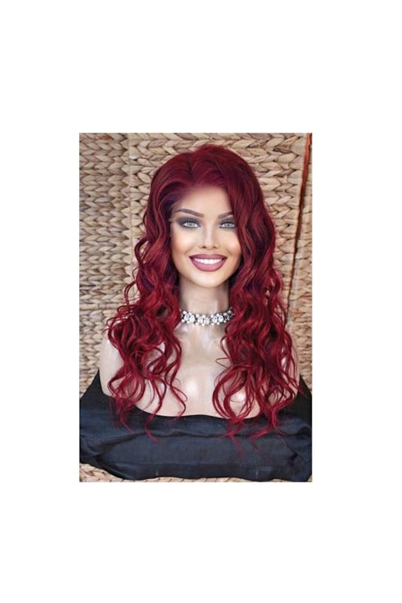 Lace Perücke Remy Echthaar 100% Menschliches Haar Wig Gewellt Wellig Wellen Lang Langhaar Rot Weinrot Rötlich Ginger 13x4 Netz Cap von Etsy - JLWLaceWigPeruecken