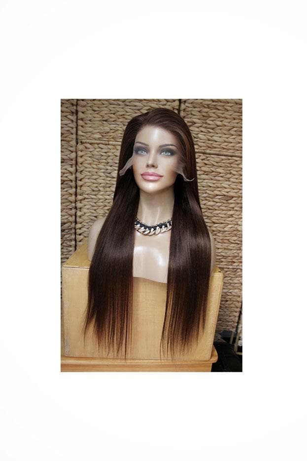 Perücke Lace Front Wig Menschliches Remy Echthaar Glatt Lang Langhaar Braun Mittelbraun Dunkelbraun 13x4 Natürlich Netz Stufig Abgestuft von Etsy - JLWLaceWigPeruecken