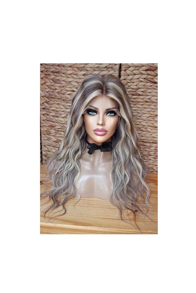 Perücke Lace Wig Remy Echthaar 100% Blond Goldblond Aschbraun Dunkelblond Braun Hellbraun Highlights Balayage Strähnchen Lang Gewellt Wellig von Etsy - JLWLaceWigPeruecken