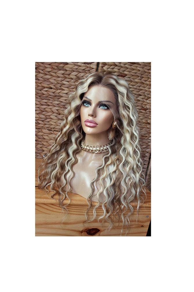 Perücke Remy Echthaar 100% Menschlich Lace Gewellt Wellig Lang Blond Hellblond Braun Hellbraun Mittelbraun Ombre Piano Highlights Natürlich von Etsy - JLWLaceWigPeruecken