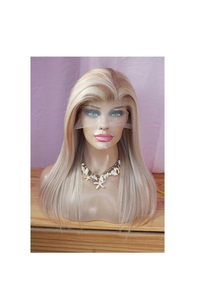 Perücke Remy Menschliches Echthaar 100% Lace Wig Glatt Lang Langhaar Blond Aschblond Hellblond Mittelblond 13x4 Highlights Strähnchen Piano von Etsy - JLWLaceWigPeruecken