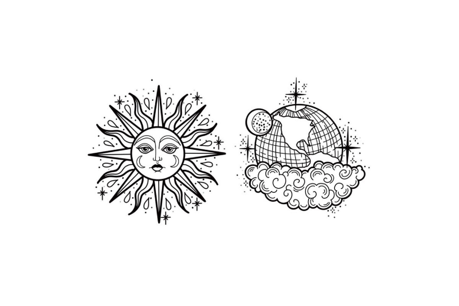 Sonne Temporäres Tattoo, Mond Mädchen Galaxy Kleine Tattoos, Sommer Universum Tattoo Sonne Temporäres Tattoo, Mond Mädchen Galaxy Kleine Tattoos, Sommer Universum Tattoo von Etsy - JUZIgift