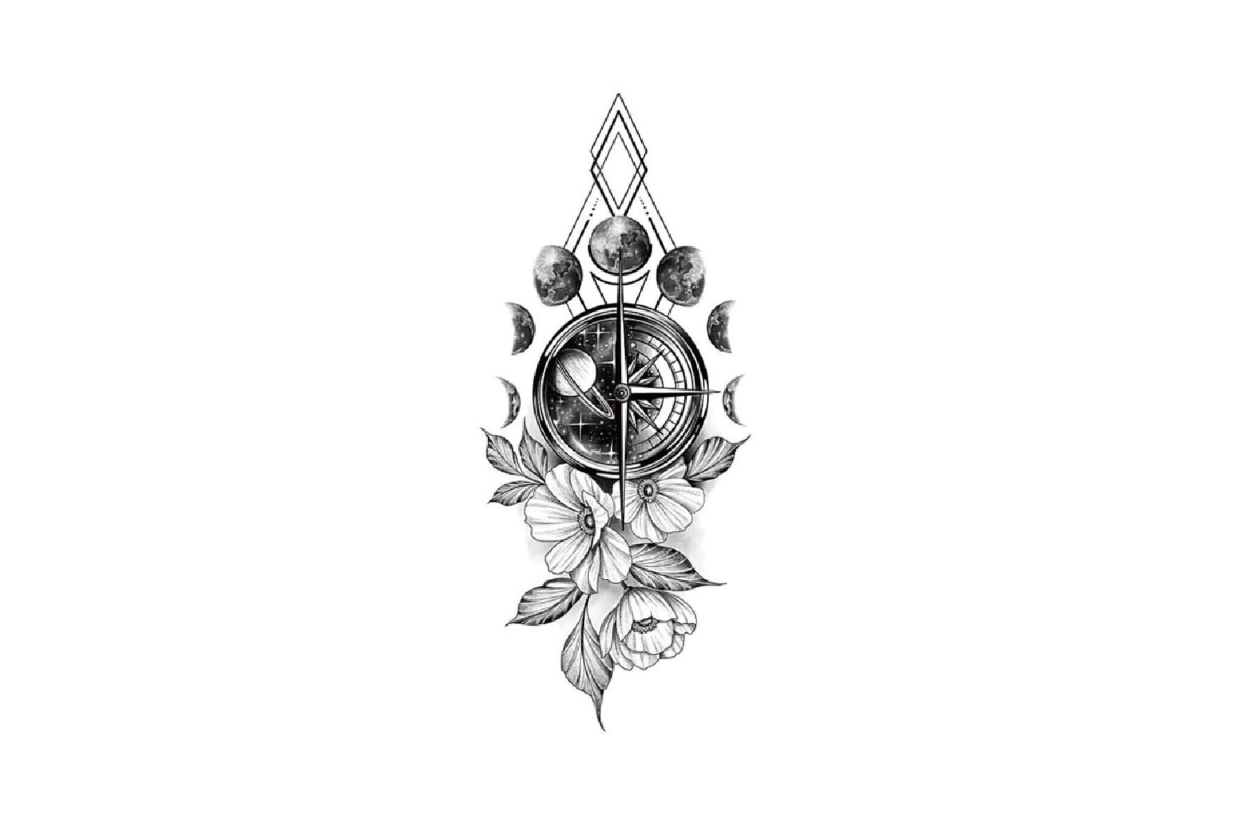 Uhr Rose Temporäres Tattoo, Floral Floral Blumen Schwarze Tattoo Uhr Rose Temporäres Tattoo, Floral Floral Blumen Schwarze Tattoo von Etsy - JUZIgift