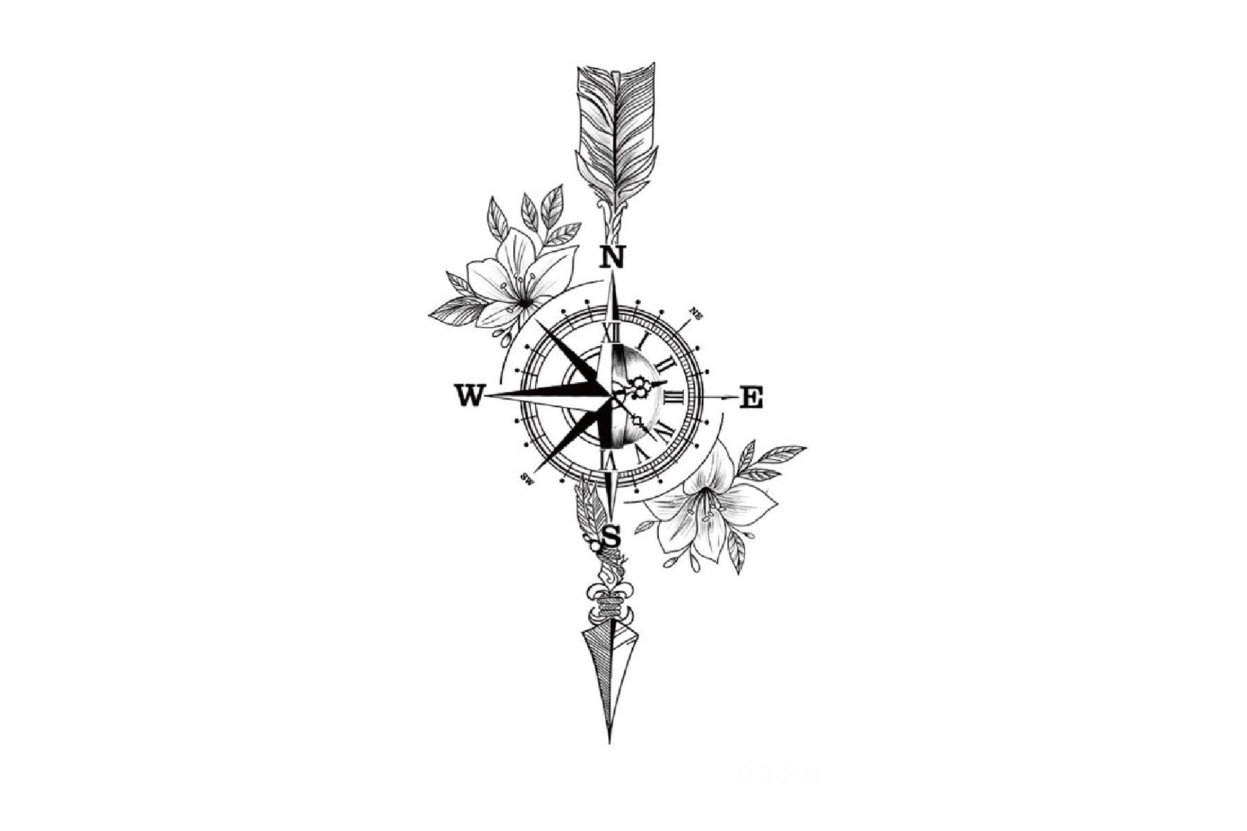 Uhr Rose Temporäres Tattoo, Floral Floral Blumen Schwarze Tattoo Uhr Rose Temporäres Tattoo, Floral Floral Blumen Schwarze Tattoo von Etsy - JUZIgift
