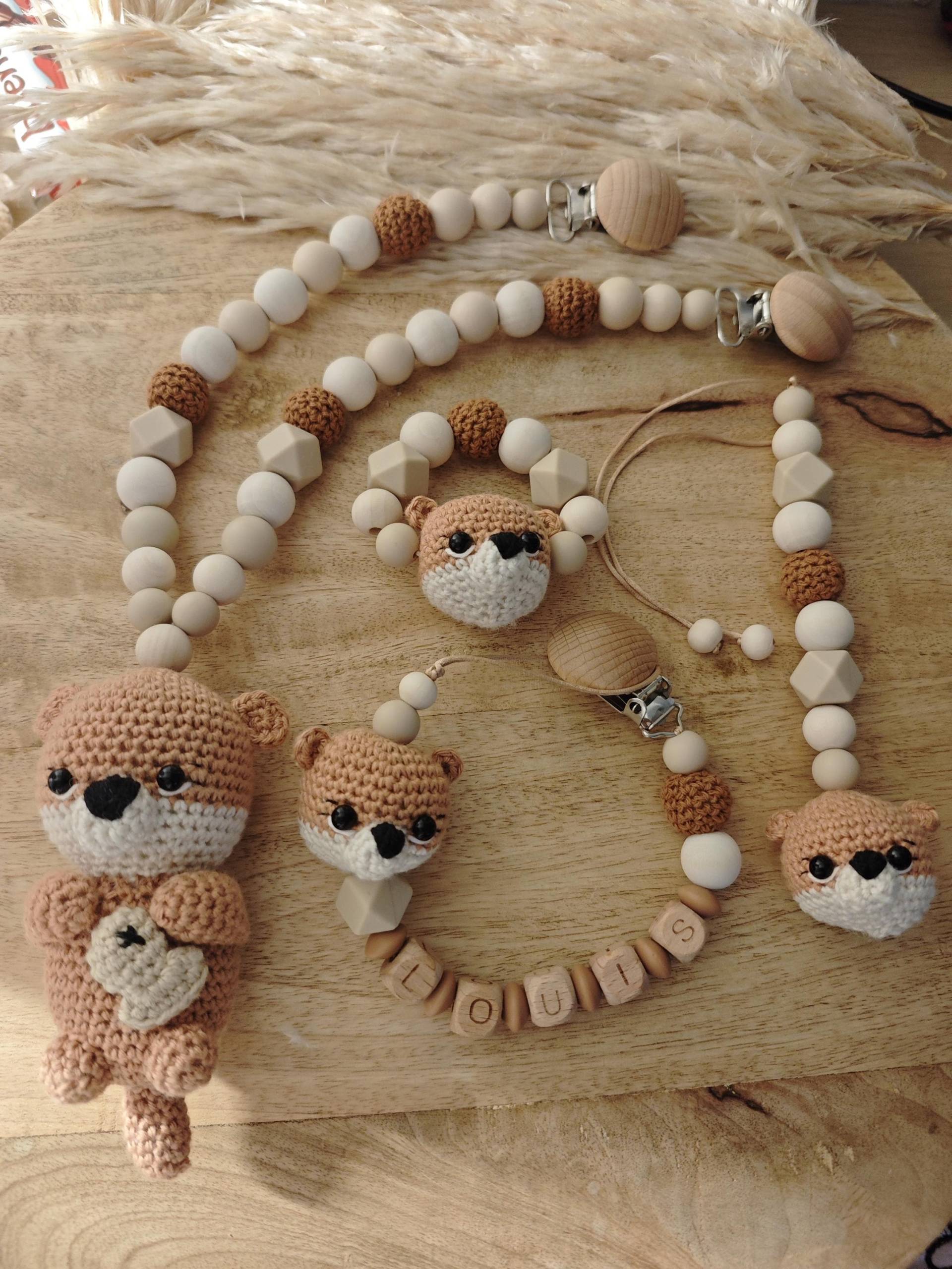 Otter-Set, Kinderwagenkette, Schnullerkette, Greifling & Babyschalen Anhänger von Etsy - JackysHandmadeLiebe