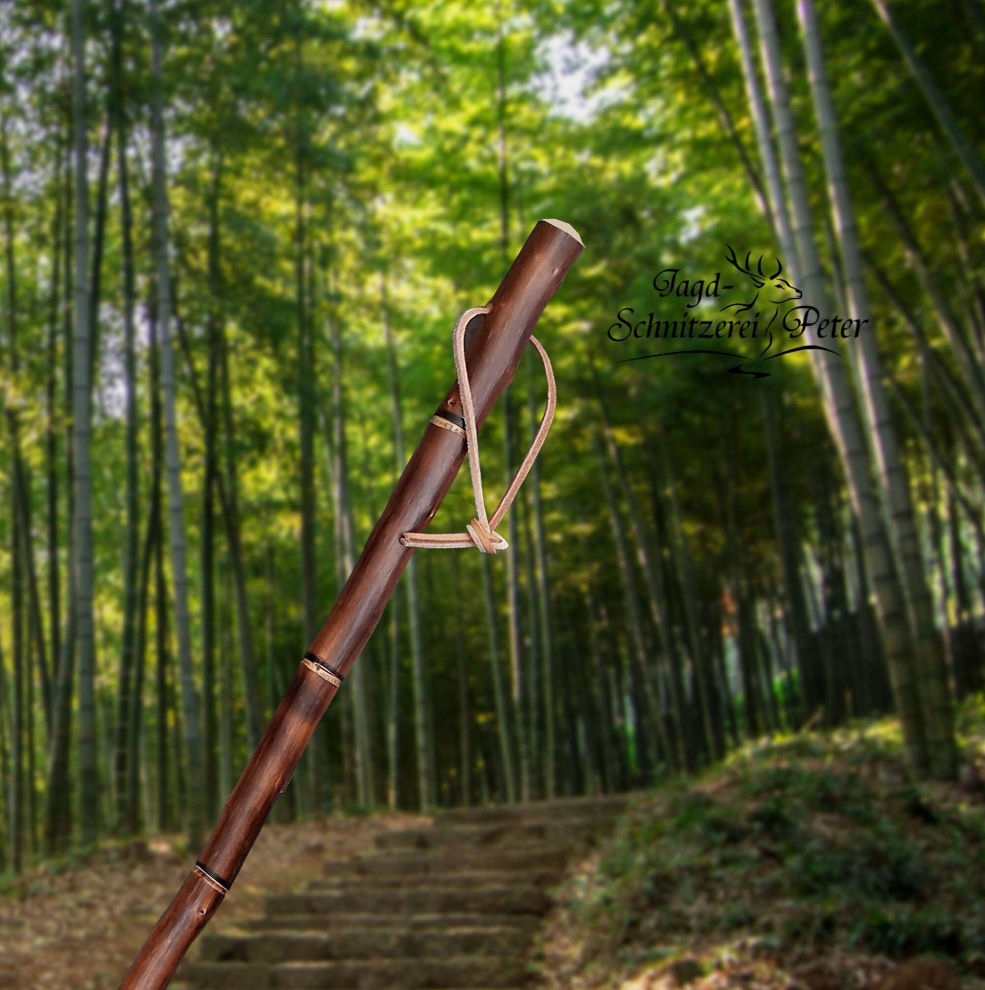 Wanderstock Holz-Nachgebildeter Bambus Aus Kastanienholz, Geflammt-Personalisierbar, 98-150 cm 15 Zeichen Inklusive von Etsy - JagdSchnitzereiPeter