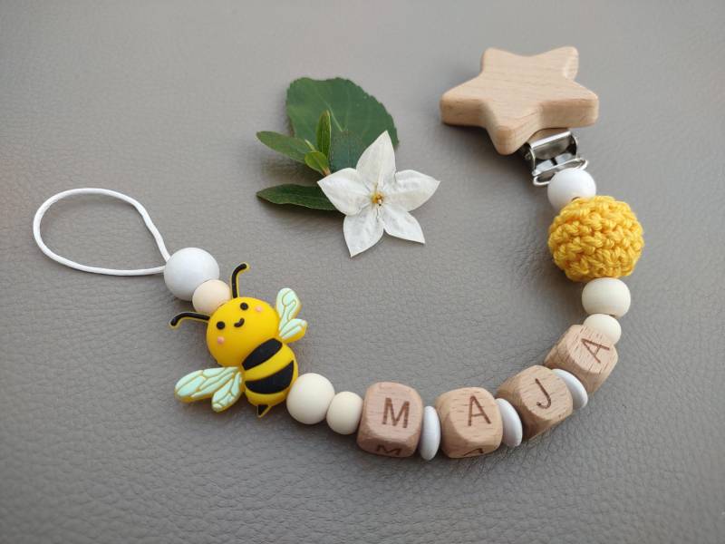 Personalisierte Schnullerkette Mit Name Biene von Etsy - JanuFaktur