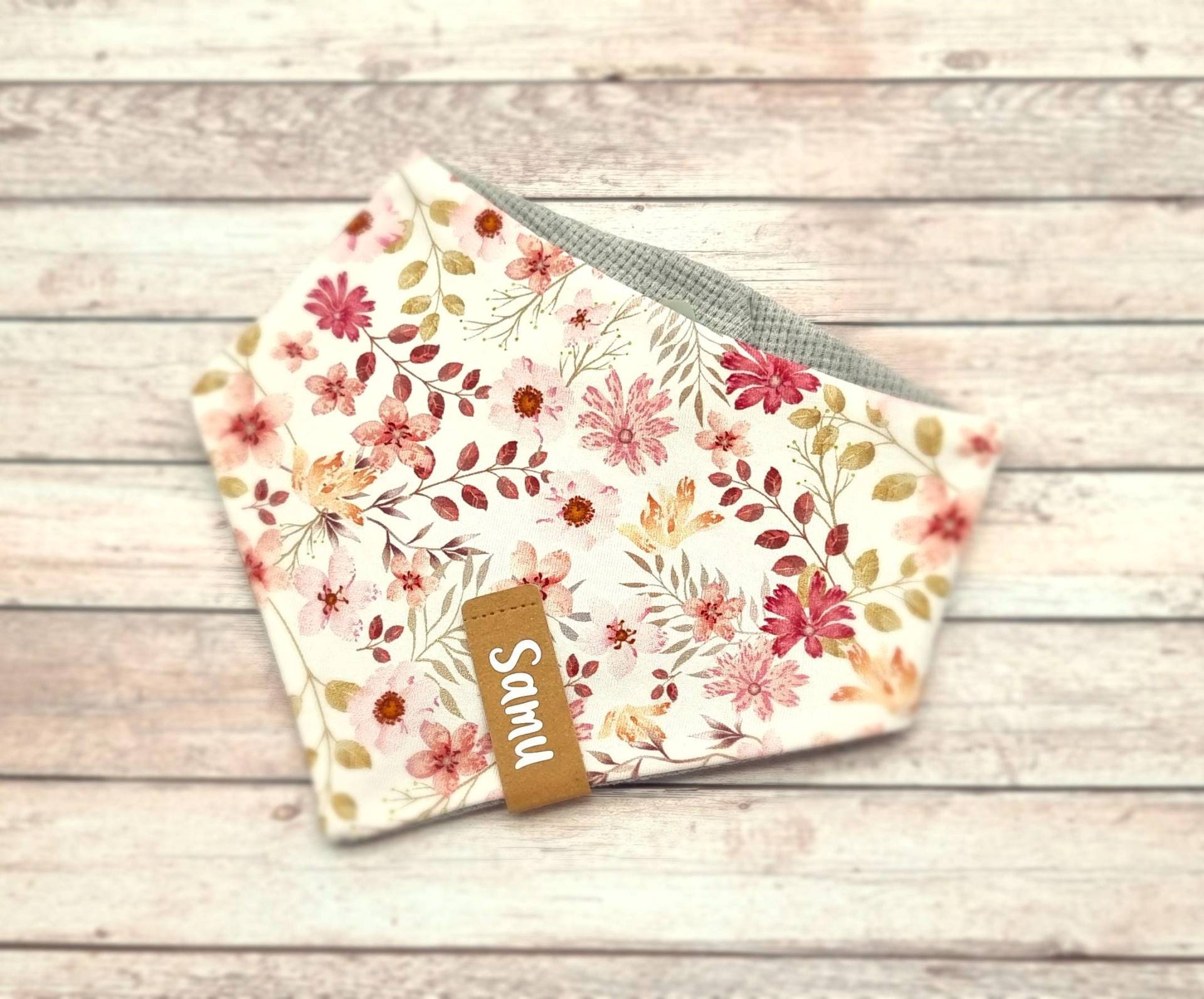 Baby Wende-Halstuch "Blümchen Rosa", Personalisiert, Halstuch, Babyhalstuch, Kinderhalstuch, Dreiecktuch, Halstuch Mit Namen von Etsy - Jarkashop