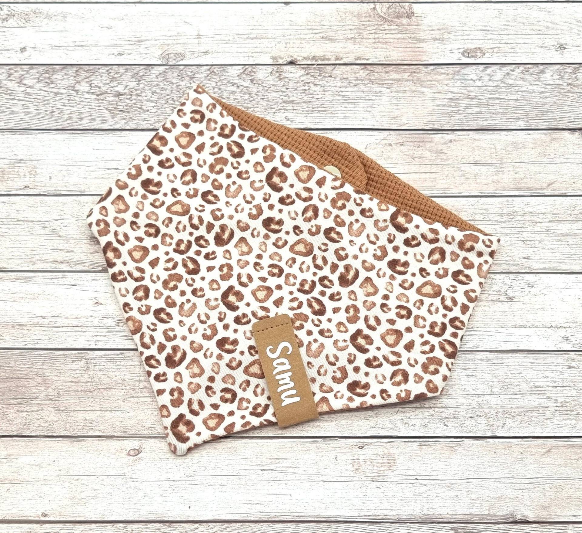 Baby Wende-Halstuch "Leopard Muster", Personalisiert, Halstuch, Babyhalstuch, Kinderhalstuch, Dreiecktuch, Halstuch Mit Namen von Etsy - Jarkashop
