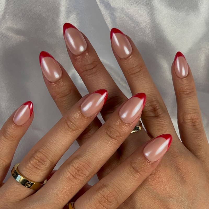 Red French Hailey Bieber Press On Set von Etsy - JasminsPressOns