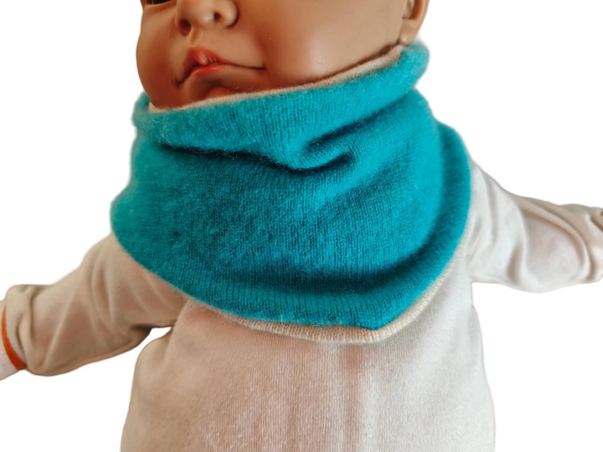 Dreieckstuch Schal Mitwachsend Wendbar Für Babys Aus Upcycling Kaschmir in Cremeweiß Und Türkis Dreieckstuch Schal Mitwachsend Wendbar Für Babys Aus Upcycling Kaschmir in Cremeweiß Und Türkis von Etsy - JawollBaby