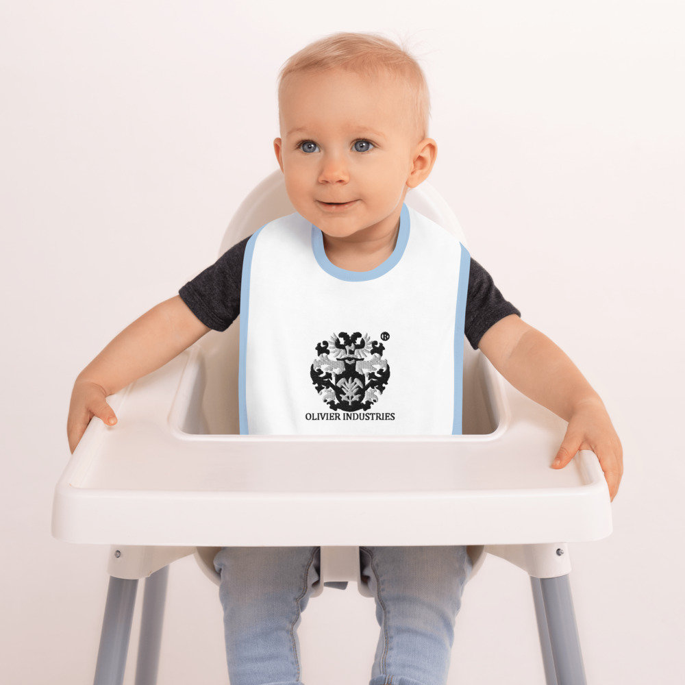 Olivier Industries ® Oldschool Registred Brand Logo Embroidered Baby Bib von Etsy - JeanOlivierDesigns