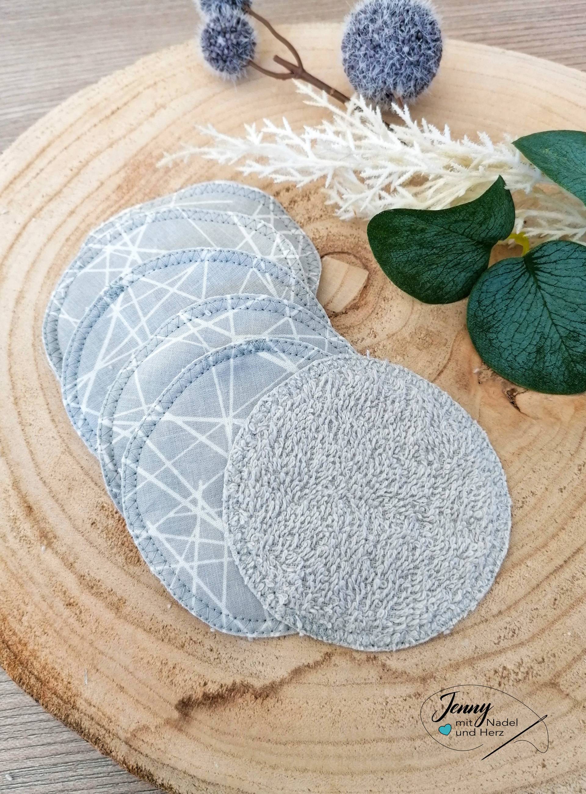 Waschbare Abschminkpads, Nachhaltige Gesichtsreinigung, 6Er-Pack, Baumwolle Und Frottee, Makeup-Entfernung, Ökologisch, Wattepads, Grau von Etsy - JennyMitNadelUndHerz