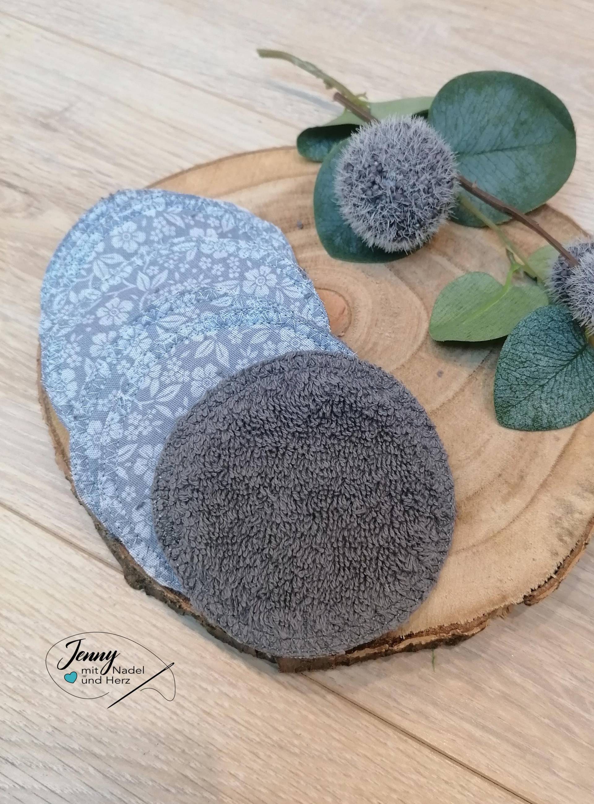 Waschbare Abschminkpads, Nachhaltige Gesichtsreinigung, 6Er-Pack, Baumwolle Und Frottee, Makeup-Entfernung, Wattepads, Blau, Blumen, Öko von Etsy - JennyMitNadelUndHerz