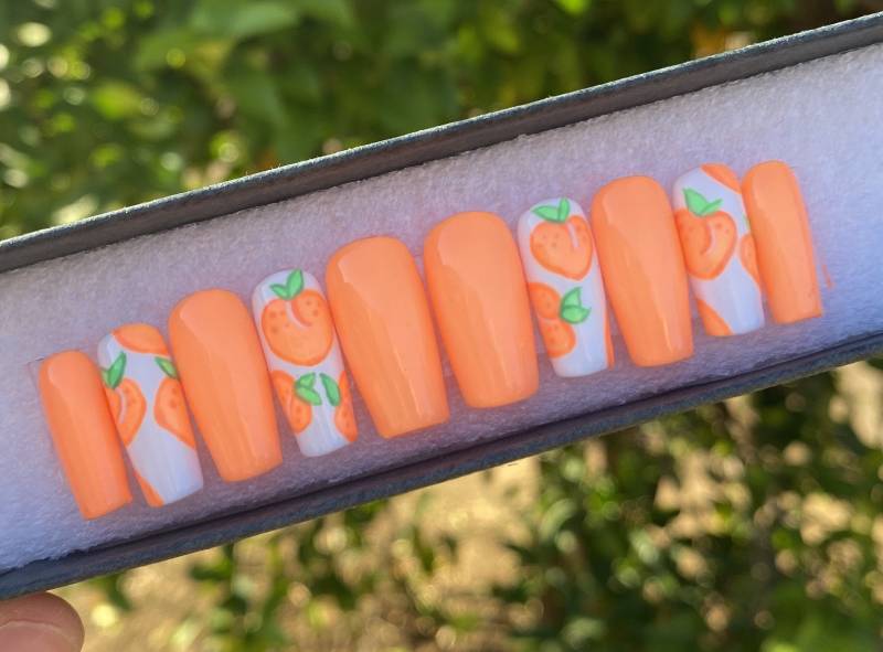 Pfirsich Nägel von Etsy - JessiesNailsAndMore