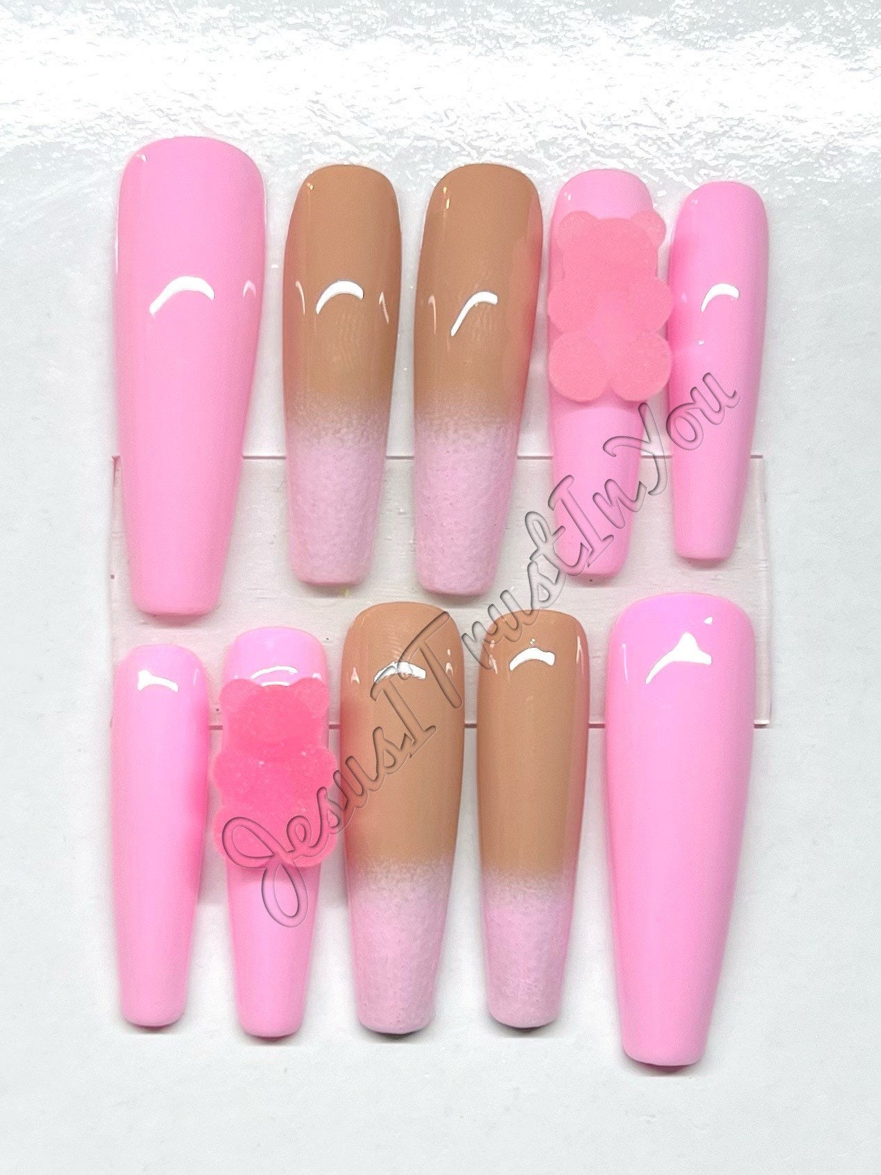 Bären Pink - Xxl Ballerina Gel Press On Nails| Wiederverwendbare Nägel | Lange Geschenke Für Sie| Strasssteine Makartt Dnd Kleber Auf Bären Pink - Xxl Ballerina Gel Press On Nails| Wiederverwendbare Nägel | Lange Geschenke Für Sie| Strasssteine Makartt Dnd Kleber Auf von Etsy - JesusItrustInYouCo
