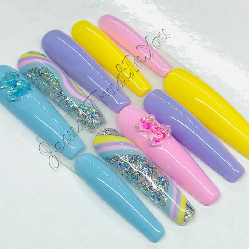 Beary Cute - Xxl Ballerina Gelpresse Auf Nägeln| Wiederverwendbare Nägel | Lange Geschenke Für Sie| Strasssteine Makartt Kleber von Etsy - JesusItrustInYouCo