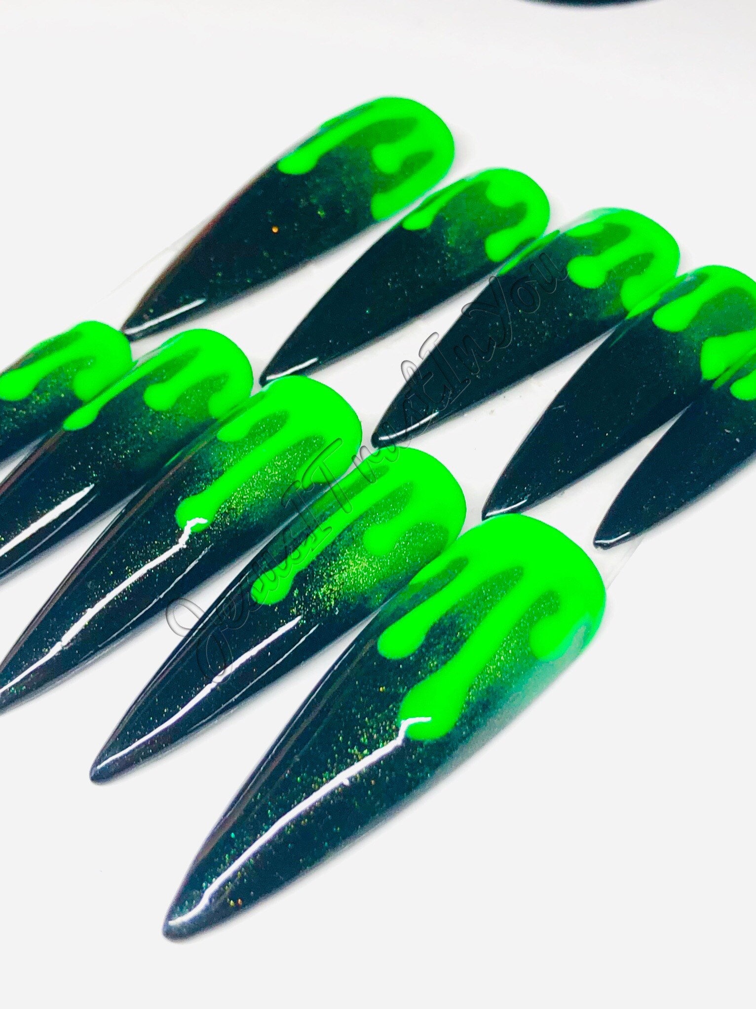 Slimed - Xxl Stiletto Gel Press On Nails| Wiederverwendbare Nägel | Lange Geschenke Für Sie| Strasssteine Makartt Dnd Kleber Auf von Etsy - JesusItrustInYouCo