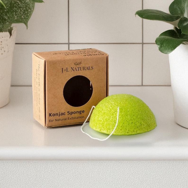 Grün Minze | Konjak Schwamm Zero Waste Peeling-Schwamm Für Fettige Mischhaut von Etsy - JnLNaturals