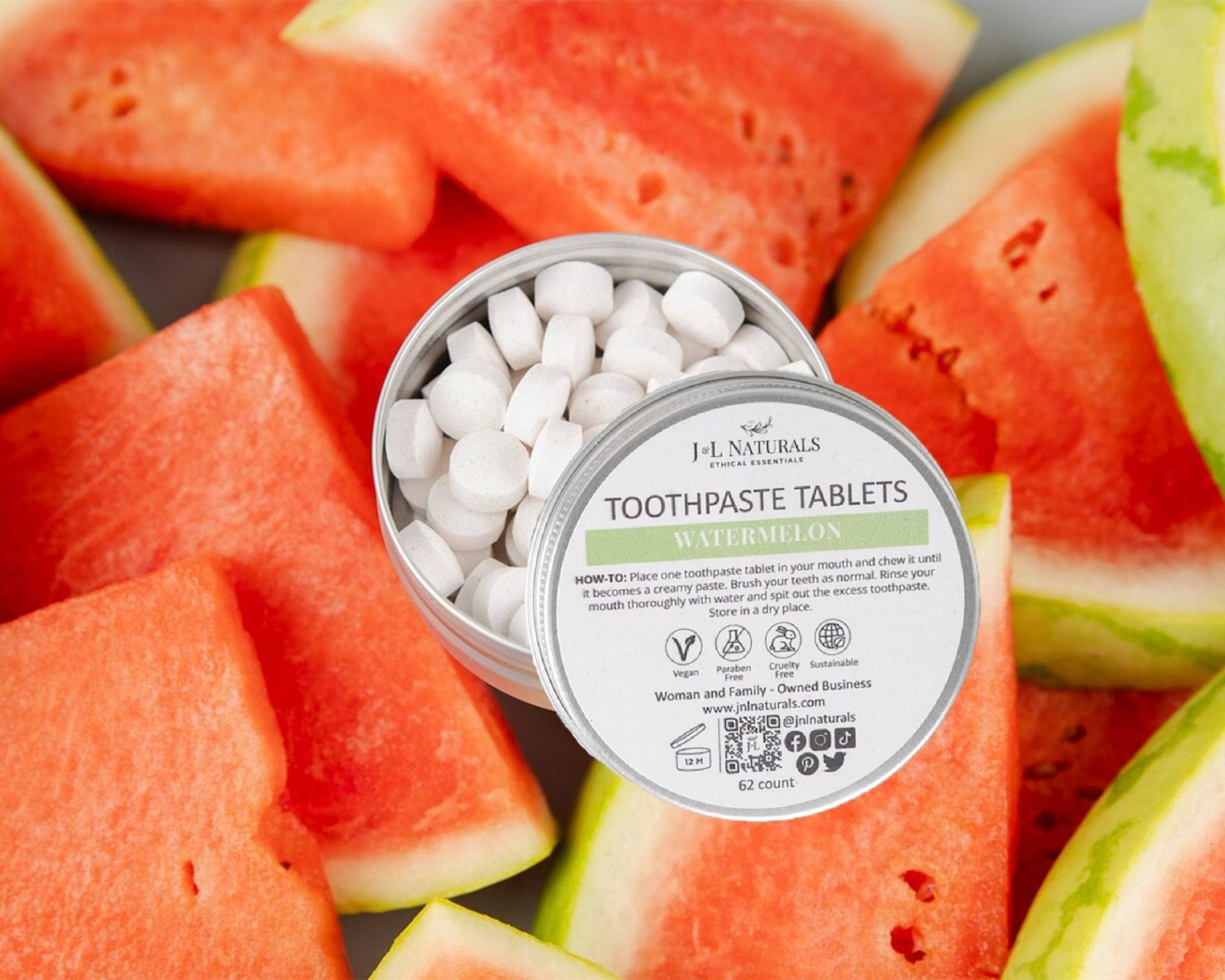 Wassermelonen Zahnpasta-Tabs, Natürliche Zahnpflege-Tabs, Umweltfreundliche Geschenke, Zahnpasta Ohne Abfall, Kautabletten, Reise-Zahnpasta Wassermelonen Zahnpasta-Tabs, Natürliche Zahnpflege-Tabs, Umweltfreundliche Geschenke, Zahnpasta Ohne Abfall, Kautabletten, Reise-Zahnpasta von Etsy - JnLNaturals