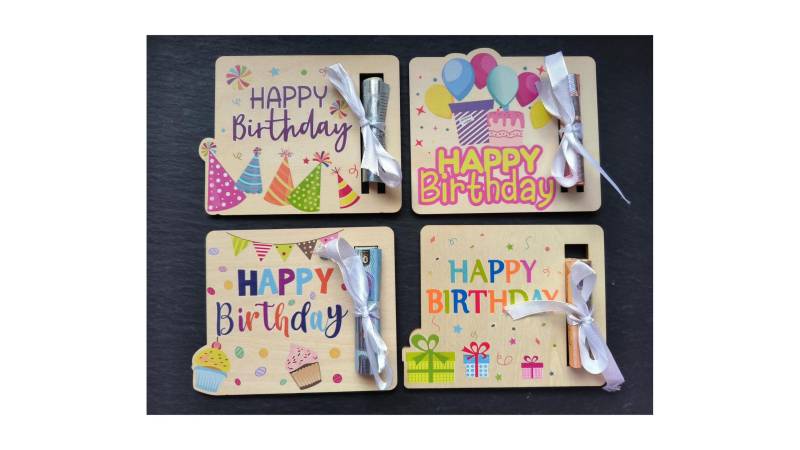 Happy Birthday Geldgeschenk Aus Holz - Bunte Geburtstagskarte Mit Geldscheinhalter | Kreative Geschenkidee Zum Geburtstag Happy Birthday Geldgeschenk Aus Holz - Bunte Geburtstagskarte Mit Geldscheinhalter | Kreative Geschenkidee Zum Geburtstag von Etsy - JoJosPresents