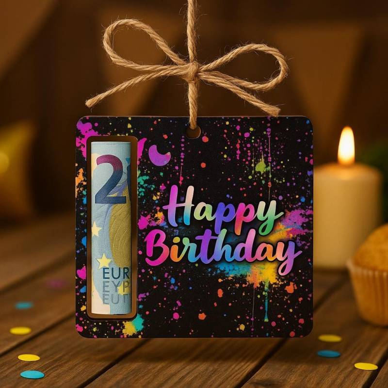 Geldgeschenk Happy Birthday | Geschenkanhänger Mit Geldscheinfach Holzschild Geburtstag Wunscherfüller Geschenkidee Geschenkkarte von Etsy - JoJosPresents