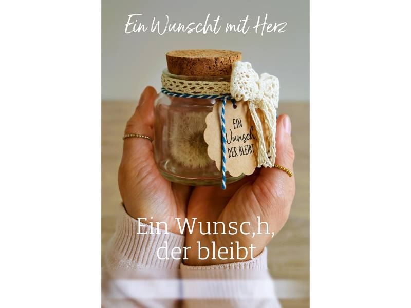 Wunsch Im Glas Mit Echter Pusteblume | Geschenk Für Freundin, Mama, Kollegin Handgemacht 1-4Er Set Optional Lichterkette von Etsy - JoJosPresents