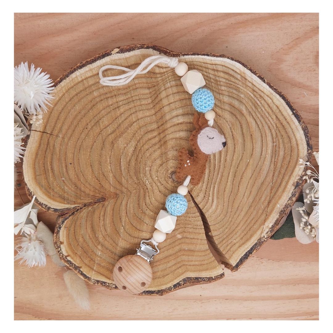 Schnullerkette, Holz, Filz, Jutegarn von Etsy - JohannasNaehstueble