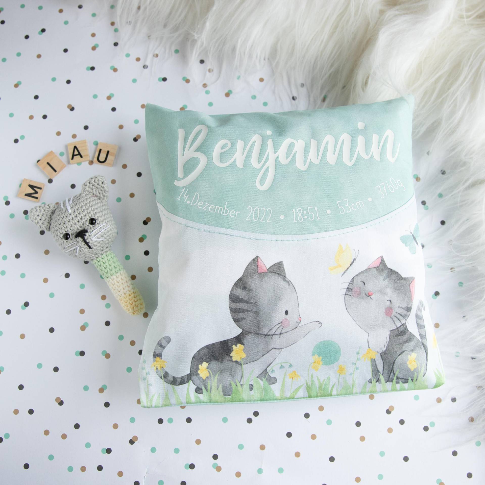 Katze Geburtskissen Zirbenkissen Personalisierbar Katze Geburtskissen Zirbenkissen Personalisierbar von Etsy - Johannstochter