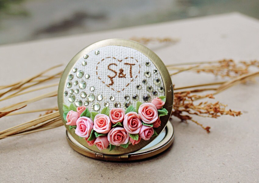 Rose Dekor Personalisierte Spiegel, Schöne Vintage Design Taschenspiegel, Schminkspiegel von Etsy - Joyloveclay