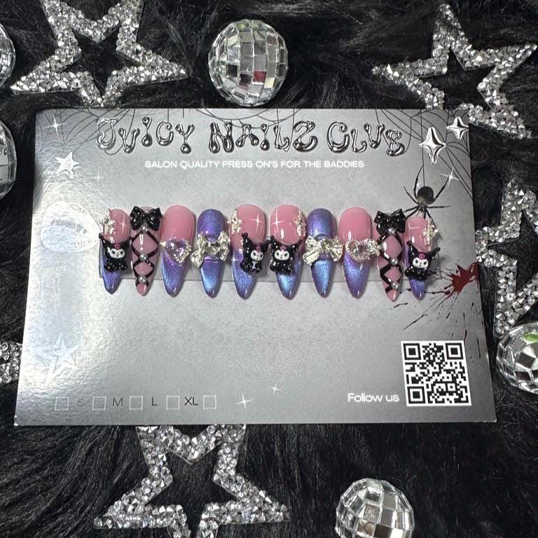 Cute Rebel - Press On Nails | Purple Cateye Nail Art Nails, Dark Goth Fake Nails| Handmade For Halloween, Gift, Vacation Cute Rebel - Press On Nails | Purple Cateye Nail Art Nails, Dark Goth Fake Nails| Handmade For Halloween, Gift, Vacation von Etsy - JuicyNailzClub